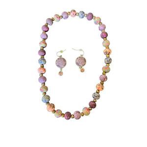 Beaded stretch, necklace, and earring set multicolored NWOT 20 inch